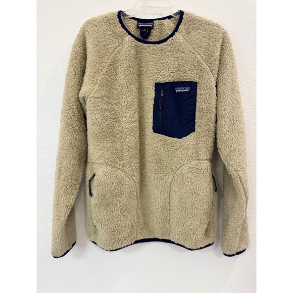 Patagonia Jackets & Blazers - Patagonia women’s M Lightweight Fleece Pullover Top Blue Beige with pockets